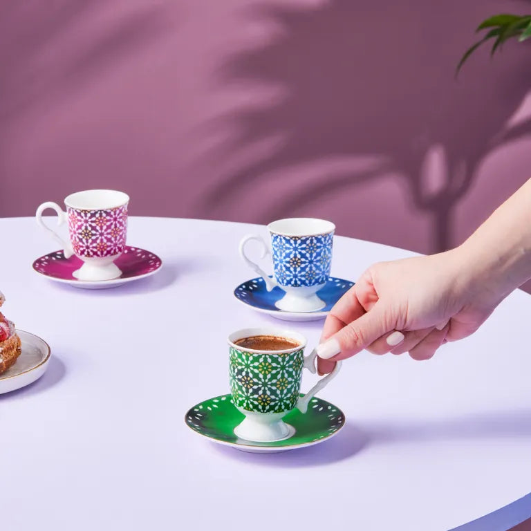 Karaca Ruby Coffee Set for 6 – Multicolor Elegance