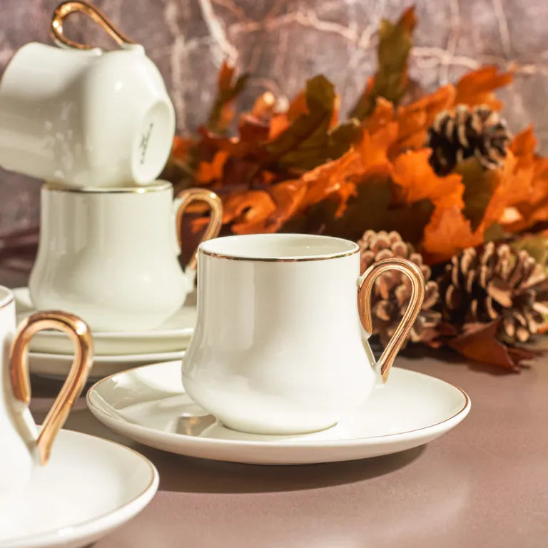 Karaca Helios White 6-Person Coffee Cup Set