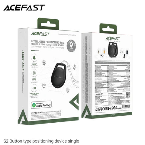 ACEFAST S2 Button Tracker – Apple Find My | MFi Certified | 12-Month Battery | 8g Ultra-Compact | Keys & Bag Locator