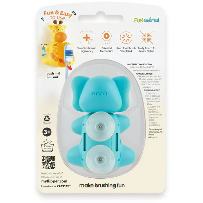 Flipper Elephant Toothbrush Cover with Suction Cup