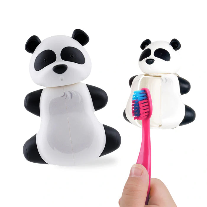 Flipper Fun Animal Toothbrush Cover with Suction Cup Holder (Panda)