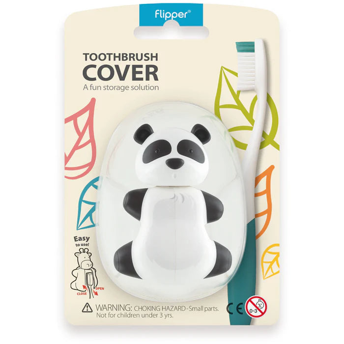 Flipper Fun Animal Toothbrush Cover with Suction Cup Holder (Panda)