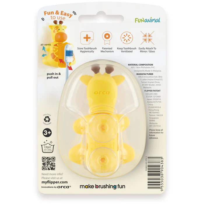 Flipper Fun Elephant Toothbrush Cover with Suction Cup (Giraffe)