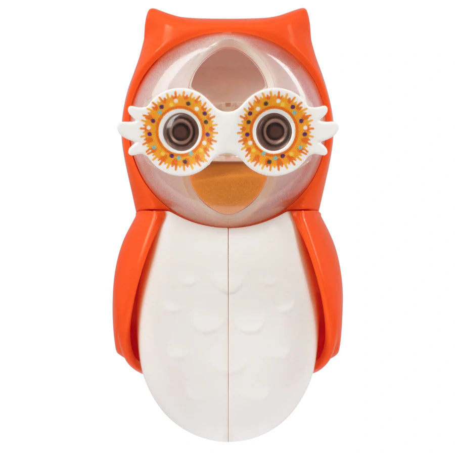 Flipper Kids Hygienic Toothbrush Holder with 1-Minute Timer - Owl Shape (Orange)