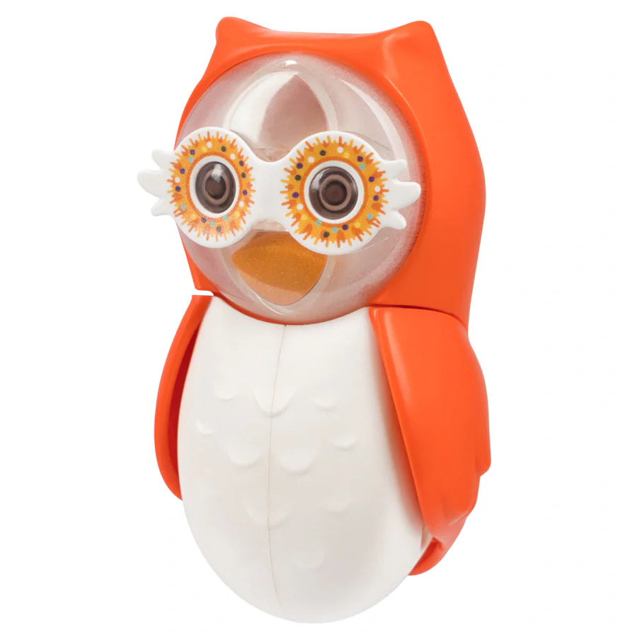 Flipper Kids Hygienic Toothbrush Holder with 1-Minute Timer - Owl Shape (Orange)