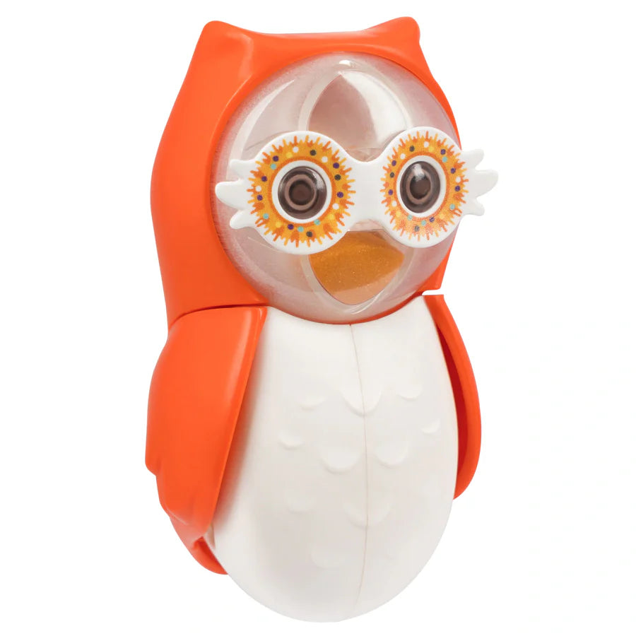 Flipper Kids Hygienic Toothbrush Holder with 1-Minute Timer - Owl Shape (Orange)