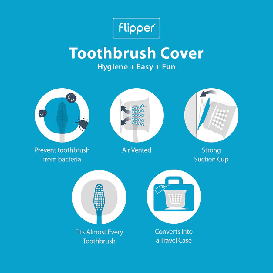Flipper Fun Animal Toothbrush Cover with Suction Cup Holder - Owl