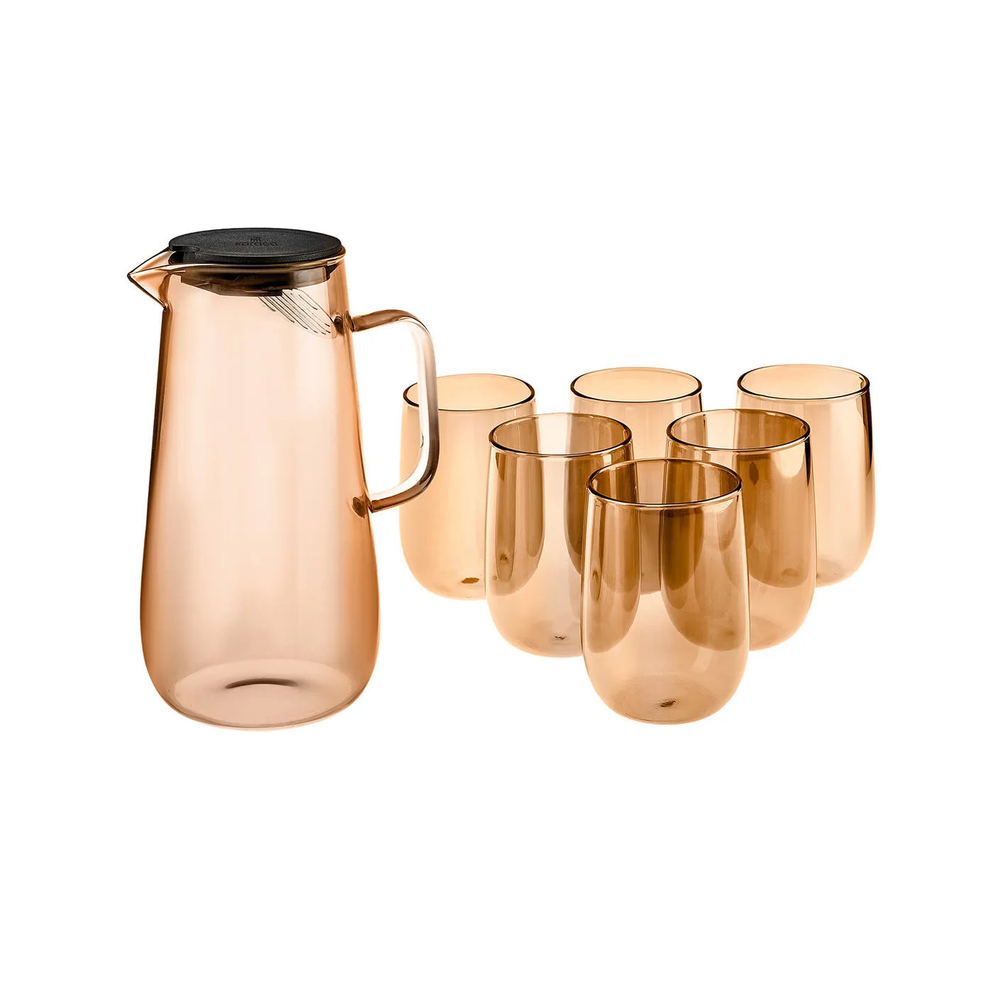 Karaca Parma 7-Piece Pitcher & Tumbler Set, Amber – Elegant Serve