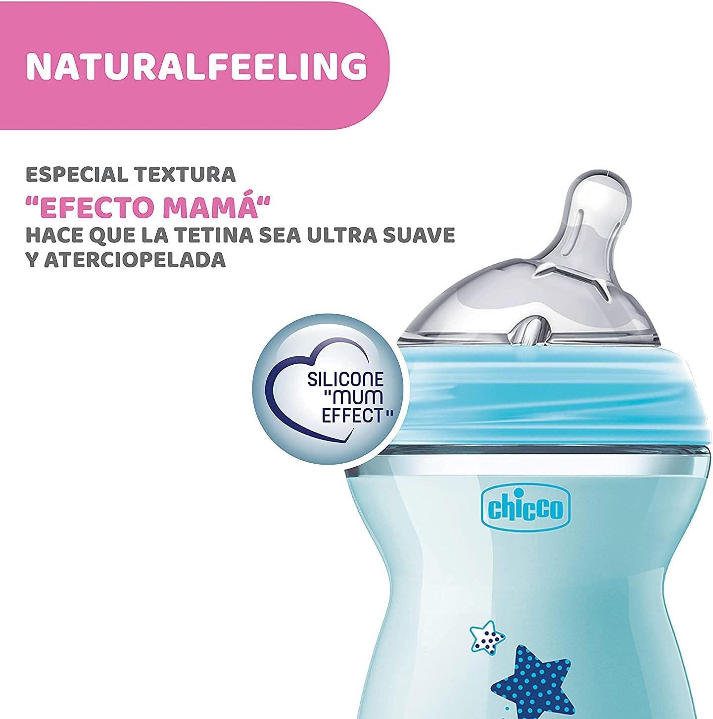 Chicco Natural Feeling Baby Bottle 250ml Anti-Colic 2M+ - Blue