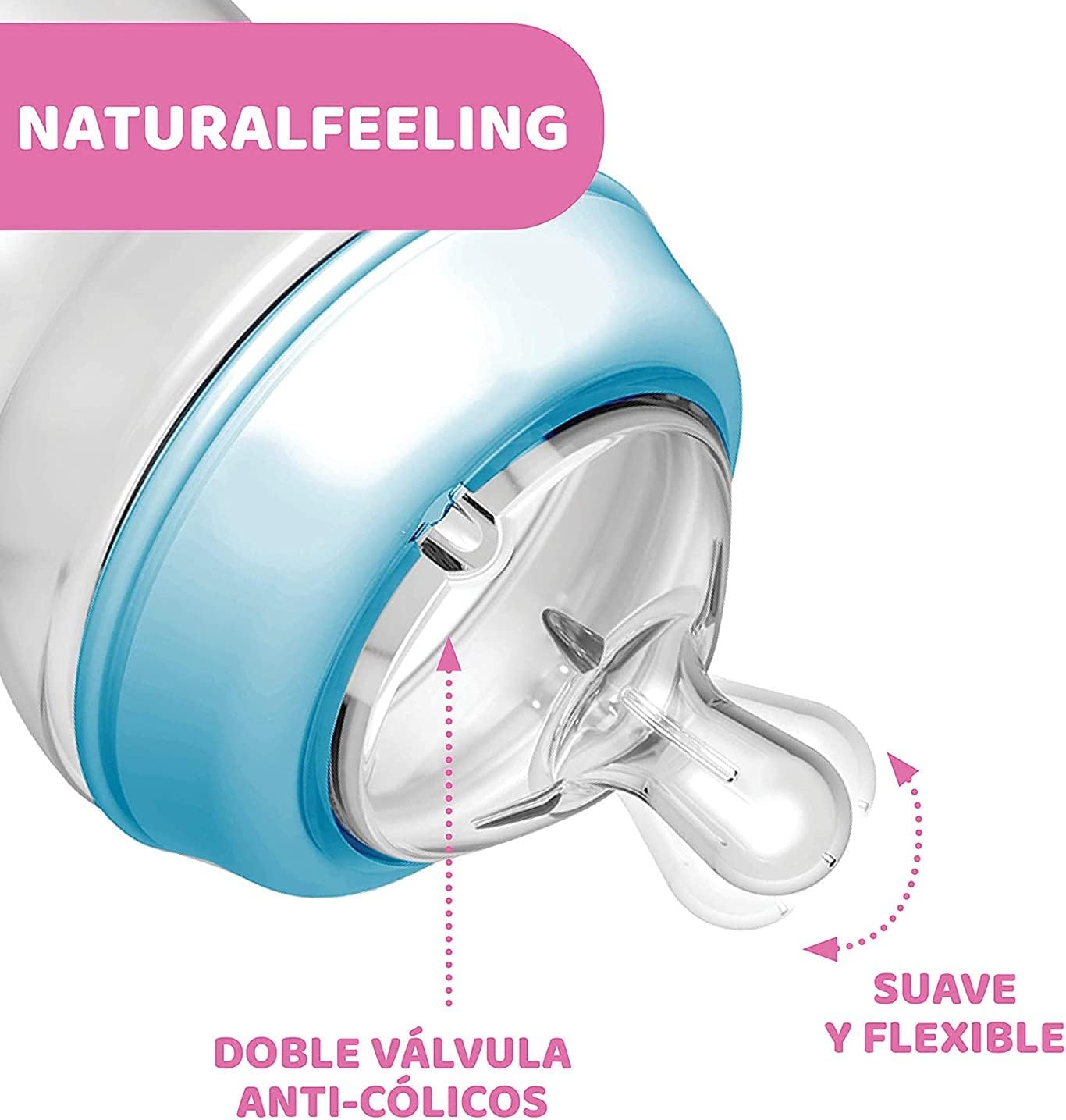 Chicco Natural Feeling Bottle 330ml Fast Flow 6M+ - Blue
