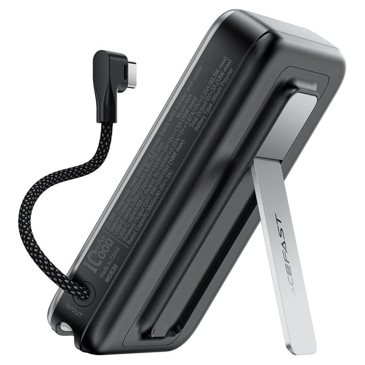 ACEFAST 10000mAh Fast Power Bank | Magnetic Wireless Charging | 22.5W | Foldable Stand | USB-C Cable