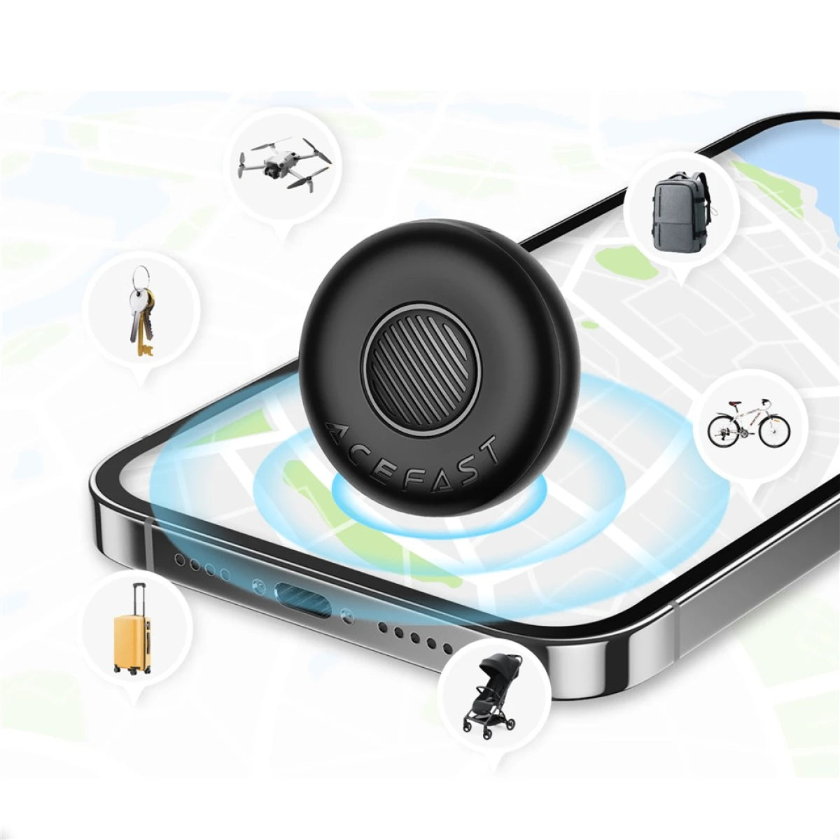 ACEFAST S1 Smart Tag GPS Tracker – Apple Find My | MFi Certified | 12-Month Battery | Anti-Loss | Keys & Bag Locator