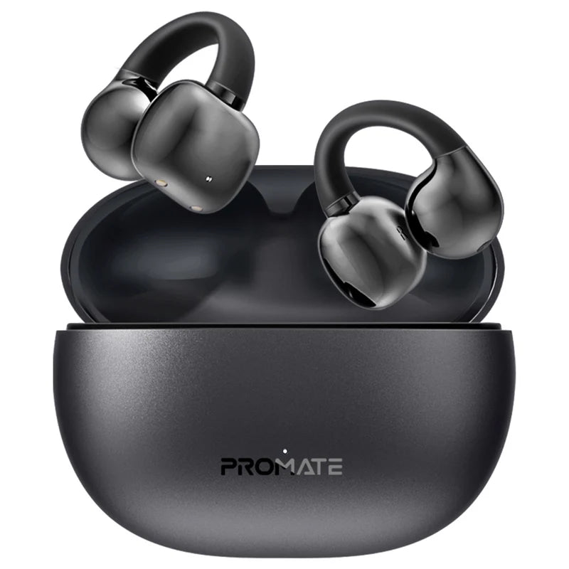 Promate AirClip AudioFit™ Open Ear Clip On TWS Earbuds w/ IntelliTouch - BLACK