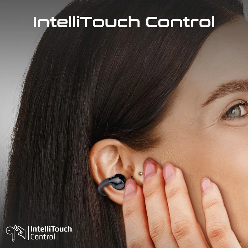 Promate AirClip AudioFit™ Open Ear Clip On TWS Earbuds w/ IntelliTouch - BLACK
