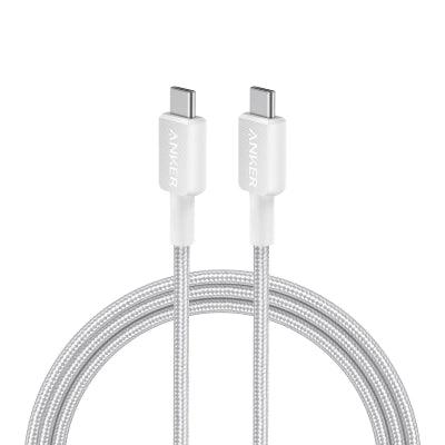 Anker 322 USB C to USB C Cable 6ft Braided Durable & Fast - White