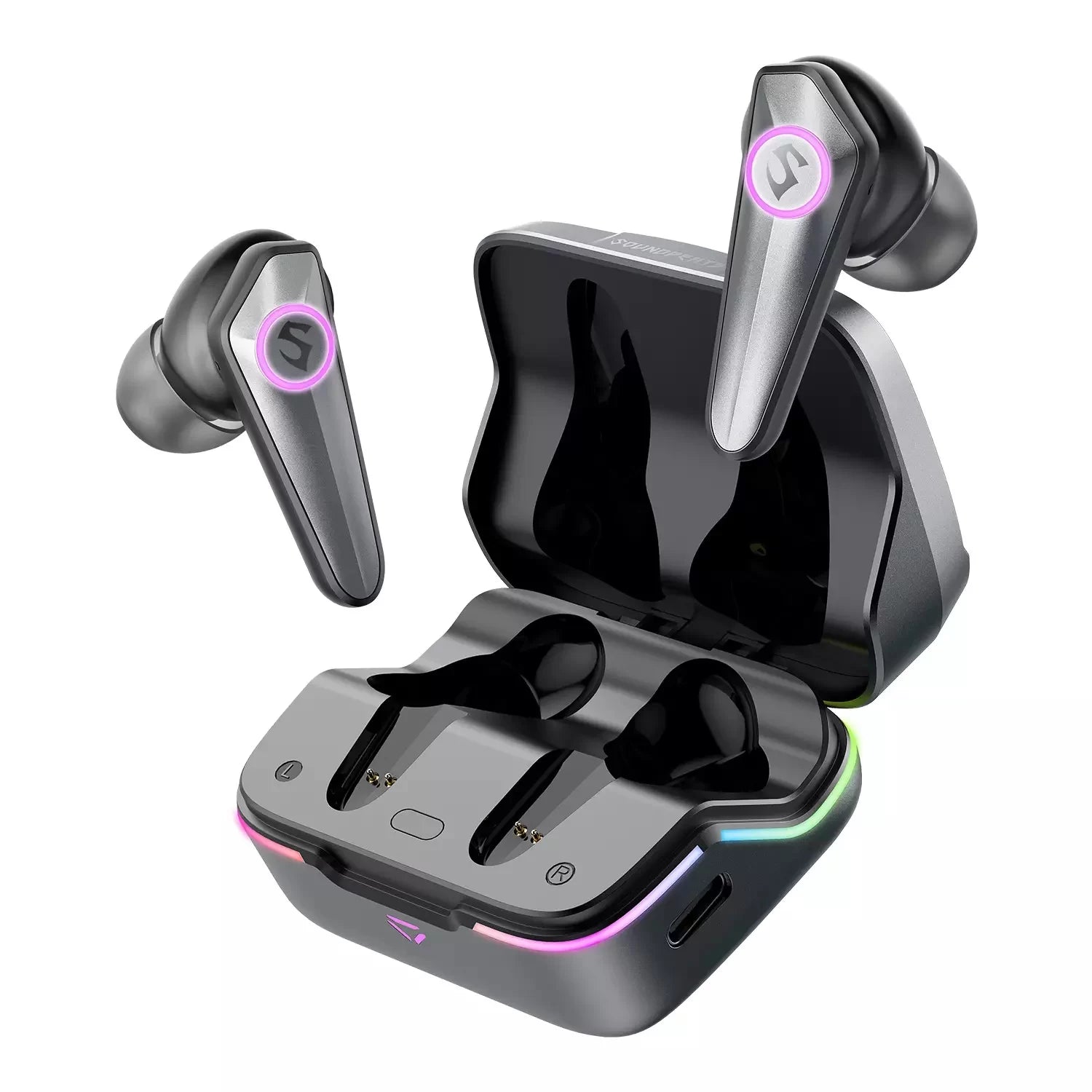 SoundPEATS CyberGear: Bluetooth 5.3, RGB Lights, Low-Latency, 26H Playtime - BLACK