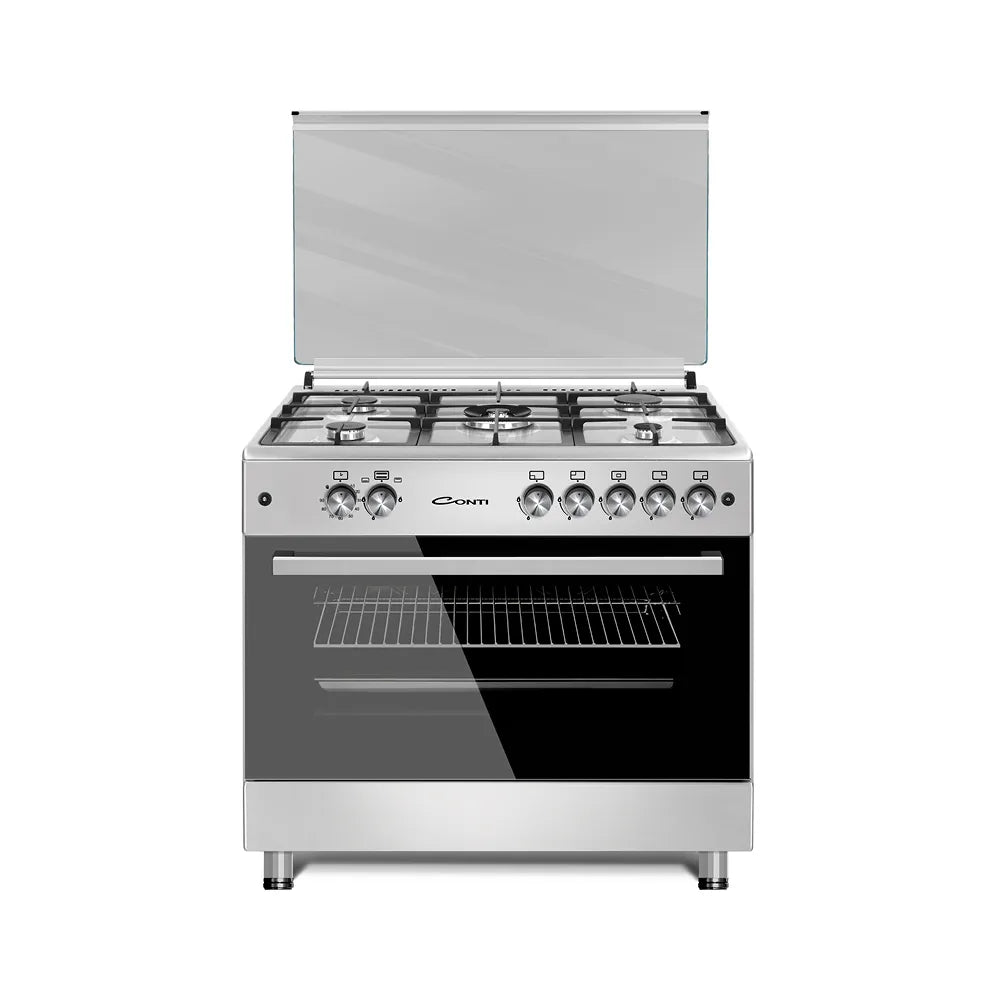 CONTI Gas Cooker 90CM – 5 Burners with Cast Iron Grates