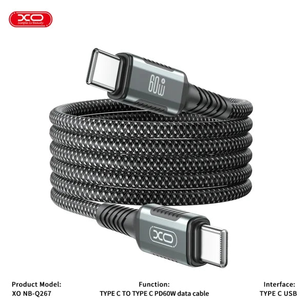 XO NBQ267 Magnetic Cable 60W – Fast Type-C to Type-C Charging