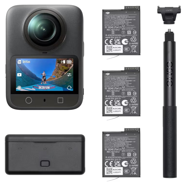 DJI Osmo 360 Adventure Combo – 8K 360° Action Camera, 1-Inch Sensor, 120MP, 4-Mic Audio, 3 Batteries