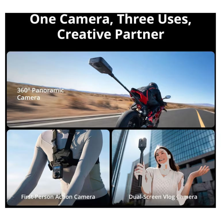 DJI Osmo 360 Adventure Combo – 8K 360° Action Camera, 1-Inch Sensor, 120MP, 4-Mic Audio, 3 Batteries
