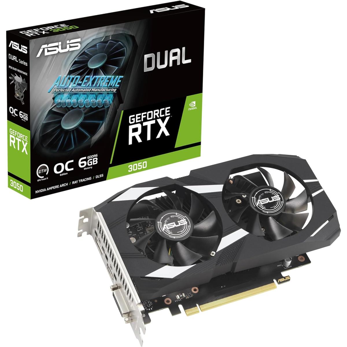 ASUS Dual GeForce RTX 3050 OC Edition 6GB GDDR6 – Graphics Card, No Power Connectors, PCI-E 4.0