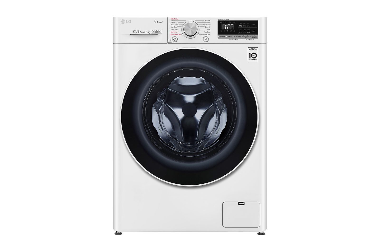 LG Front Load Washing Machine 8kg - AI Direct Drive, Steam, White