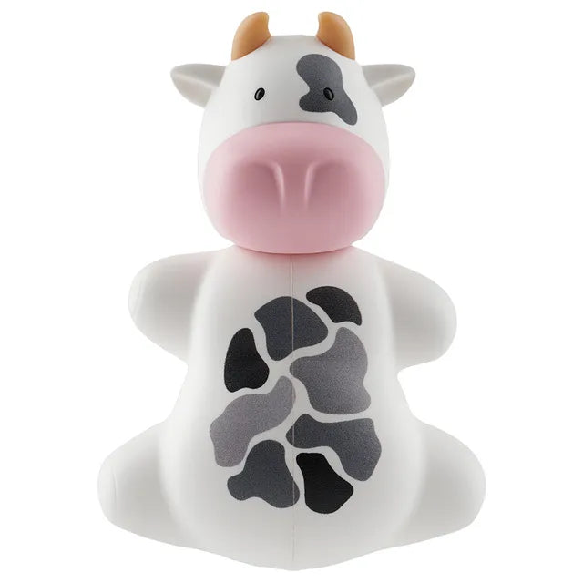 Flipper - Fun Animal Toothbrush With Holder for Kids - Cow (Colour May Vary)