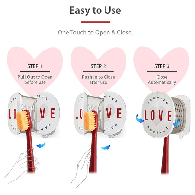 Flipper - 2-in-1 Toothbrush With Cover for Couple - Blue & Red