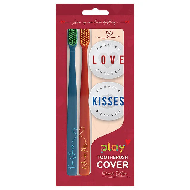 Flipper - 2-in-1 Toothbrush With Cover for Couple - Blue & Red