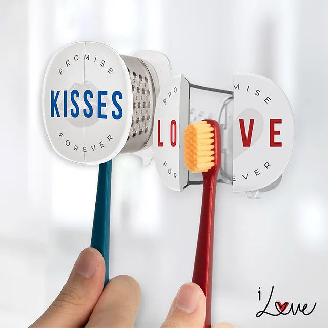 Flipper - 2-in-1 Toothbrush With Cover for Couple - Blue & Red