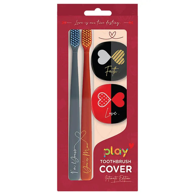 Flipper - 2-in-1 Toothbrush With Cover for Couple - Grey & Red