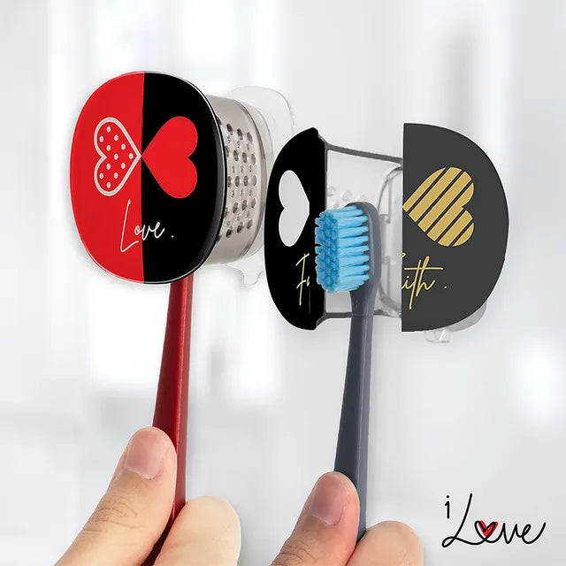 Flipper - 2-in-1 Toothbrush With Cover for Couple - Grey & Red