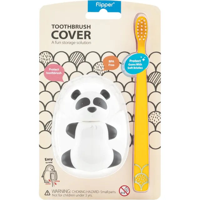 Flipper - Fun Animal Toothbrush With Holder for Kids - Panda (Colour May Vary)