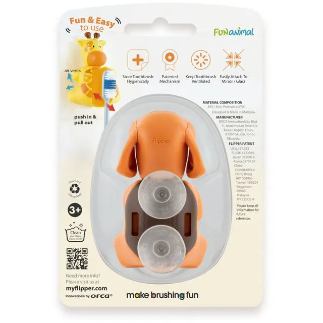 Flipper Hygienic Toothbrush Holder with Suction Cup - Beagle Design, 3Y+