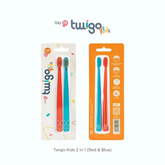 Flipper Toothbrush Twigo Kids 2-in-1 - Orange/Blue - Pack of 2