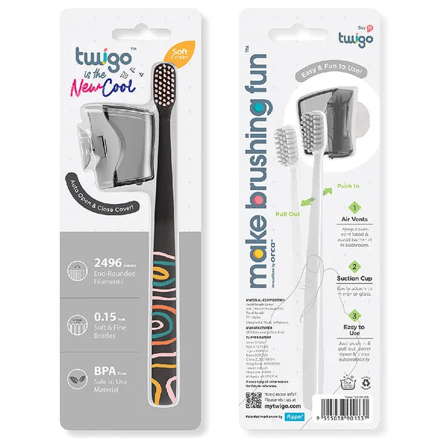 Flipper - Twigo Toothbrush With Cover - Smoke