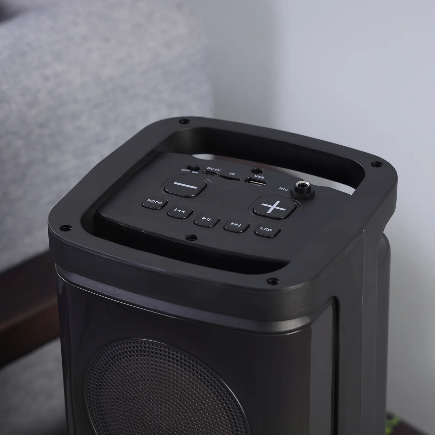 Geepas GMS11193 Rechargeable Portable Speaker – 20000W PMPO, RGB Light, Bluetooth, USB, TF, FM, TWS, VHF Mic, Remote, 2-Year Warranty