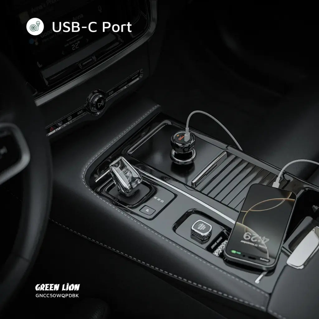 Green Lion 50W Car Charger + C to Lightning Cable | Dual Port