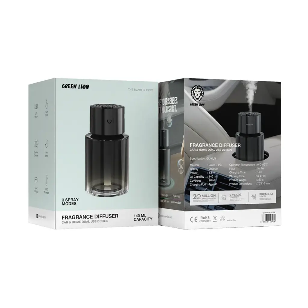 Green Lion Fragrance Diffuser 140mL – Stylish & Portable