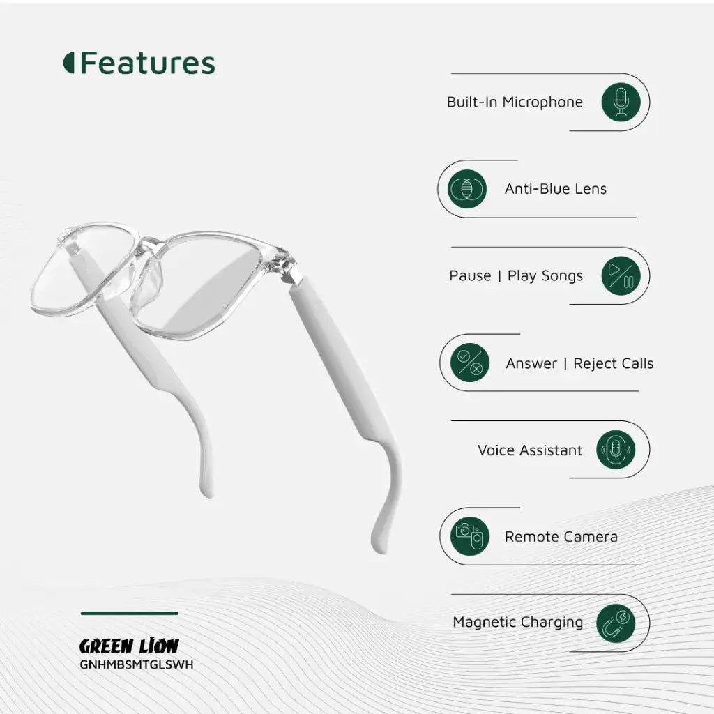 Green Lion Hamburg Smart Glasses - Stylish White