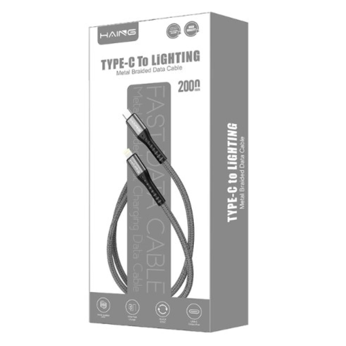 HAING Type-C to Lightning 20W Metal Braided Data Cable 2M