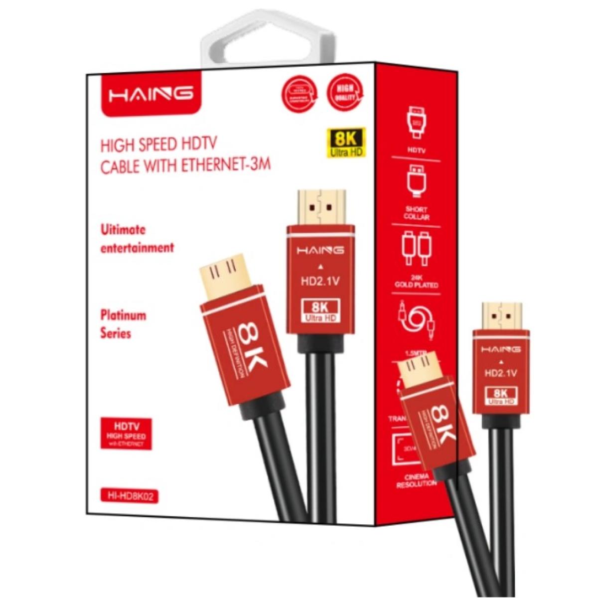 HAING 8K High Speed HDTV HDMI 2.1 Cable with Ethernet 3M