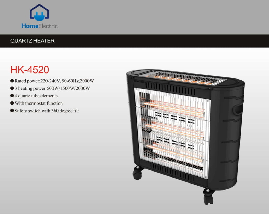 Home Electric HK-4520 Electric Heater | 2000W Dual Heat & Safety