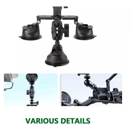 Insta360 X4/X3/X2 Car Mount - Suction Cup Holder with Adjustable Arm & Anti-Shake Design