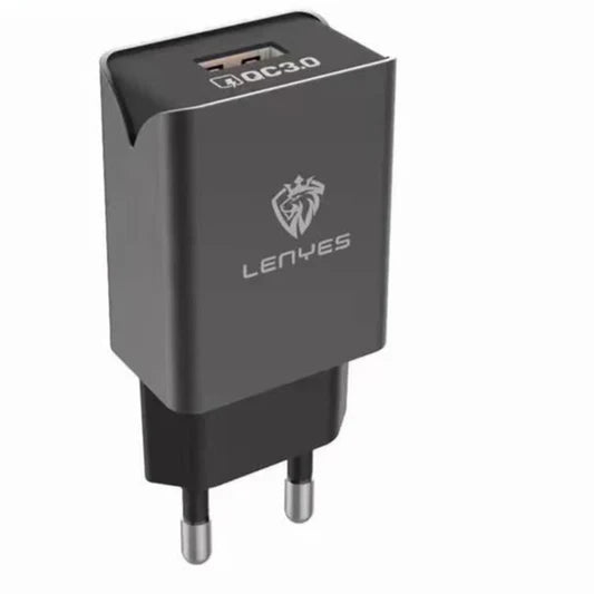Lenyes LCH086-1QC – Fast Wall Charger with Type-C Cable (Black)