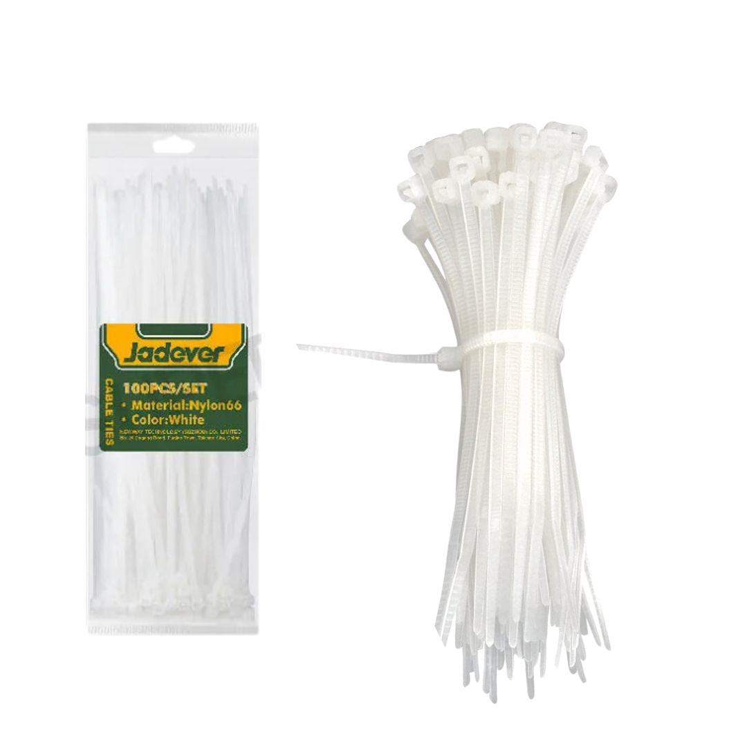 Jadever Cable Tie 400 × 7.2mm Secure & Flexible - White
