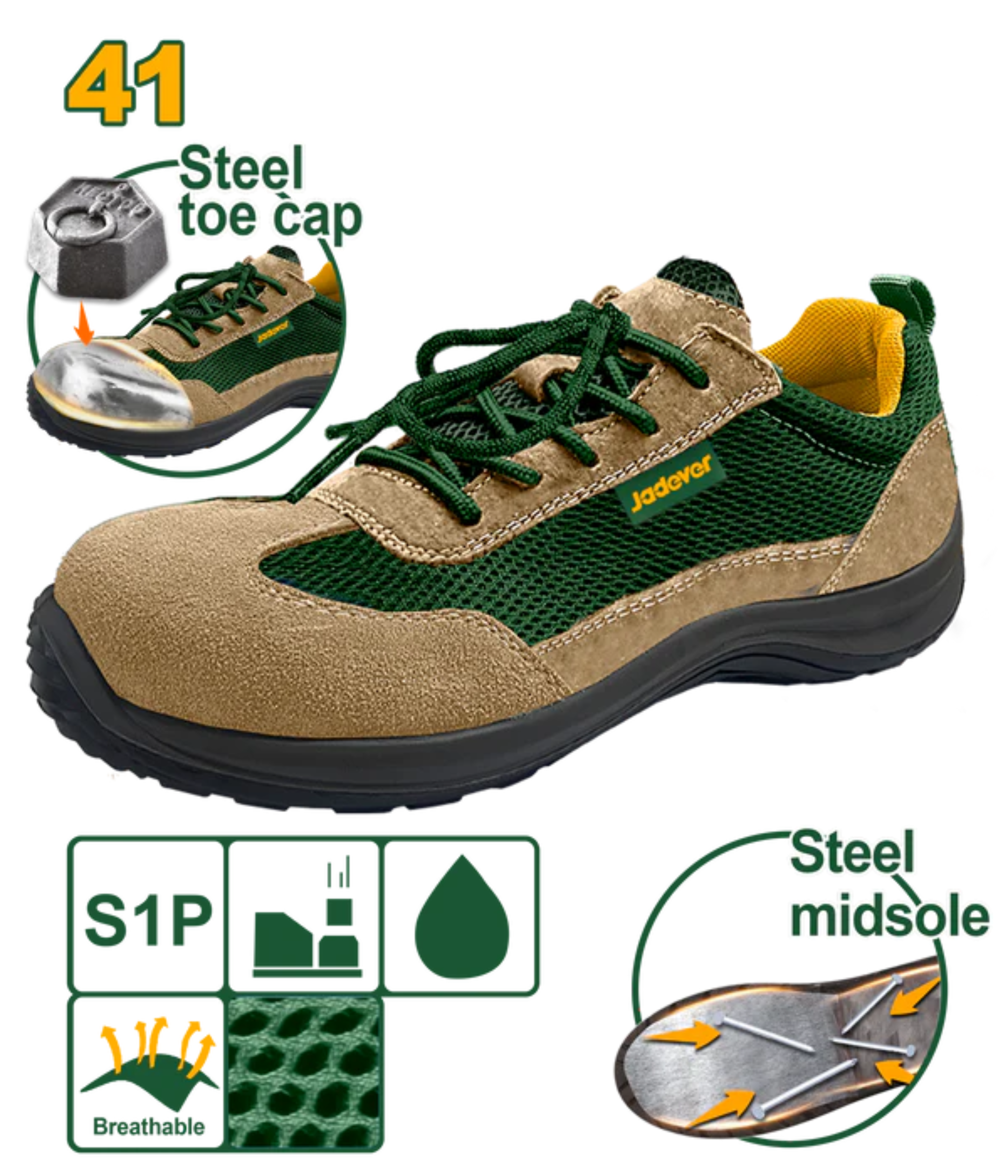 Jadever Suede Safety Shoes Size 41 Durable & Protective
