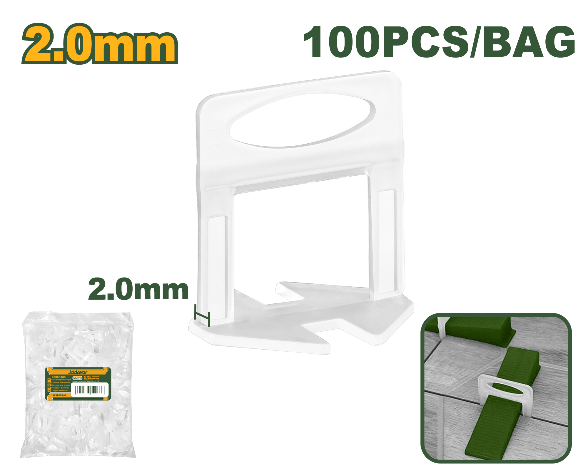 Jadever Tile Spacer 2mm 100 Pcs Precision & Easy Use