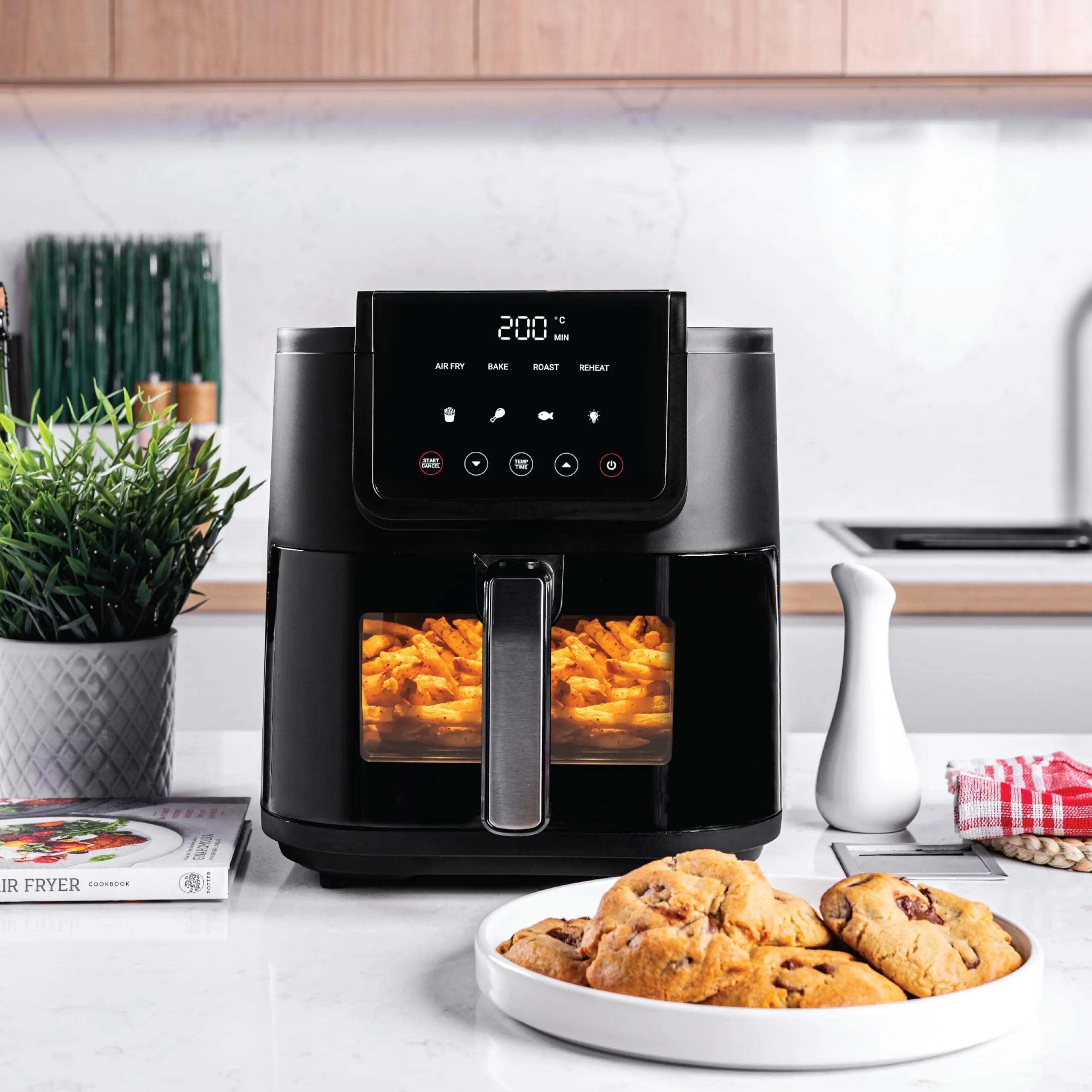 Nutricook NC-AFS100 Slim Air Fryer | 5L | 1500W | 4 Programs | Ceramic Coating | Viewing Window
