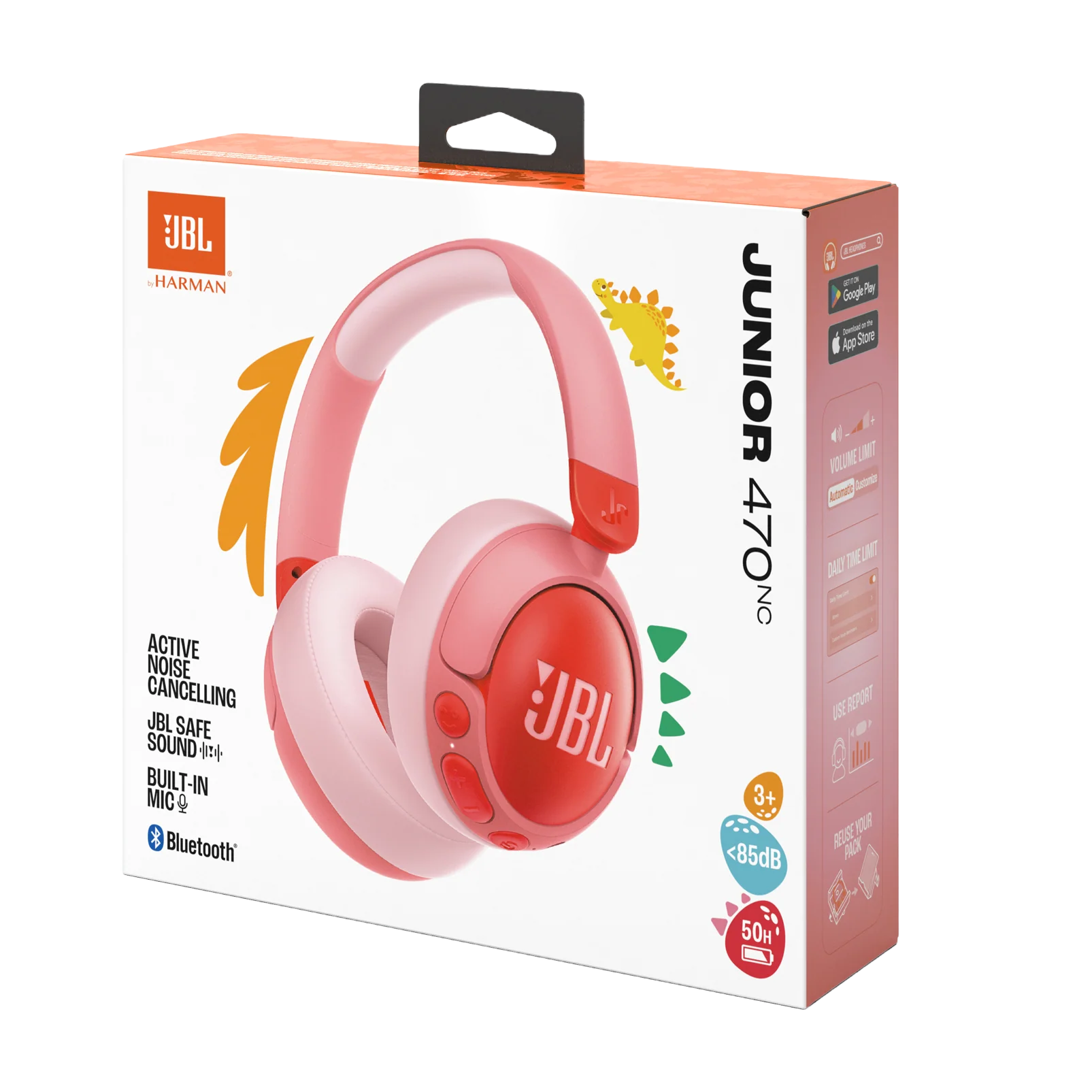 JBL Junior 470NC Wireless Kids Headphones - Noise Cancelling with Safe Sound <85dB